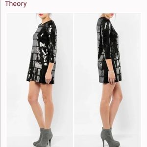 Theory Black sequin party mini dress